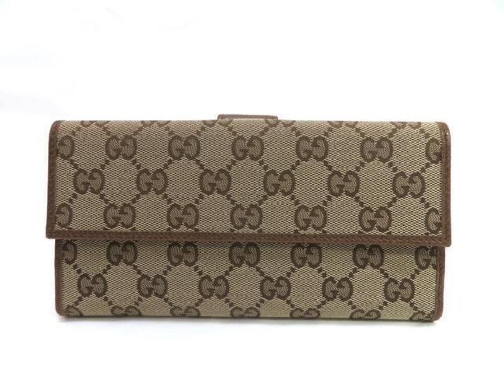 Gucci Long Wallet GG Supreme Canvas Beige Cream Brown SS